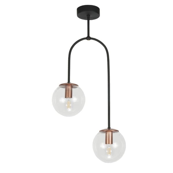 Sort hængende loftslampe med glaskugleskærm ASTOR 13-877