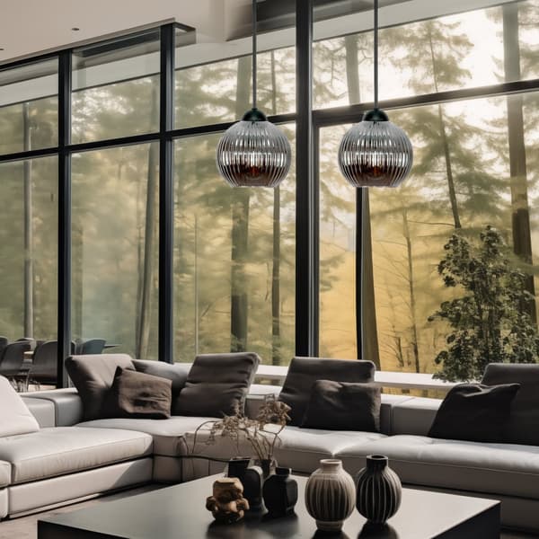 SORT HÆNGENDE LOFTSLAMPE I GRAFITGLAS SFERA 15-058