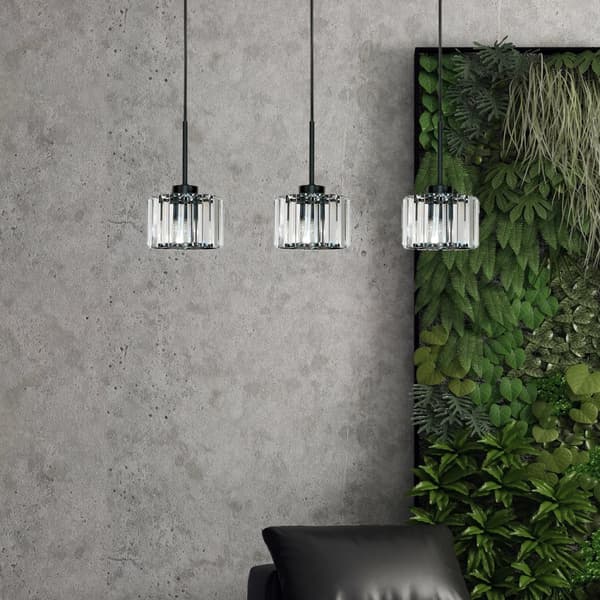 SORT HÆNGENDE LOFTSLAMPE MED GLASSKÆRM OMENA 14-954