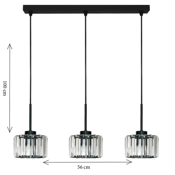 SORT HÆNGENDE LOFTSLAMPE MED GLASSKÆRM OMENA 14-954