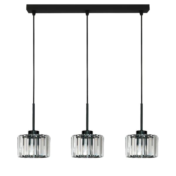 SORT HÆNGENDE LOFTSLAMPE MED GLASSKÆRM OMENA 14-954
