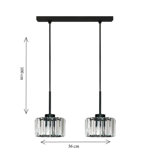 SORT HÆNGENDE LOFTSLAMPE MED GLASSKÆRM OMENA 14-958