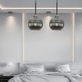 Miniatyrbillede 2 af 6: SORT HÆNGENDE LOFTSLAMPE I GLASLAMPE I GRAFIT, VERTIKALT 15-028
