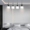 Miniatyrbillede 4 af 6: SORT HÆNGENDE LOFTSLAMPE MED HVID GLASSKÆRM BEKA BIANCO 14-961