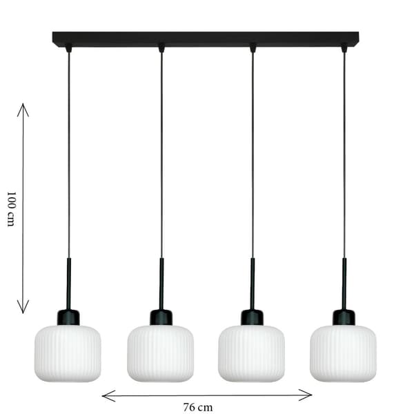 SORT HÆNGENDE LOFTSLAMPE MED HVID GLASSKÆRM BEKA BIANCO 14-961
