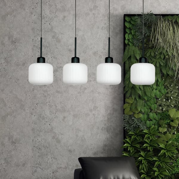 SORT HÆNGENDE LOFTSLAMPE MED HVID GLASSKÆRM BEKA BIANCO 14-961