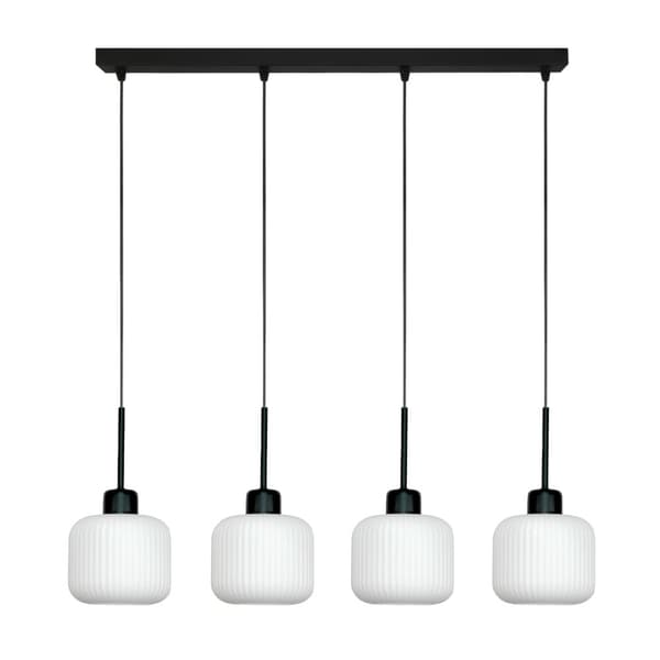 SORT HÆNGENDE LOFTSLAMPE MED HVID GLASSKÆRM BEKA BIANCO 14-961