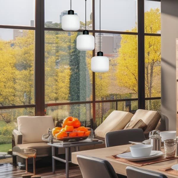 SVART HÄNGANDE TAKLAMPA VIT GLASSKÄRM BEKA BIANCO 14-962