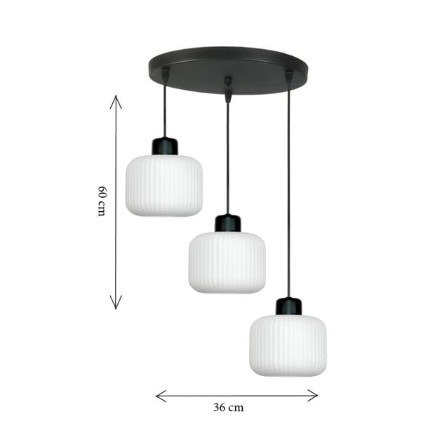 SVART HÄNGANDE TAKLAMPA VIT GLASSKÄRM BEKA BIANCO 14-962