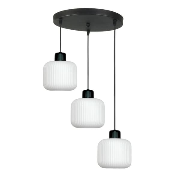SVART HÄNGANDE TAKLAMPA VIT GLASSKÄRM BEKA BIANCO 14-962