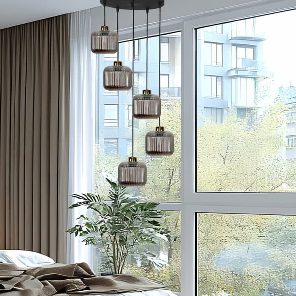 SVART HÄNGANDE TAKLAMPA I GLAS GRAFIT KORN 14-970