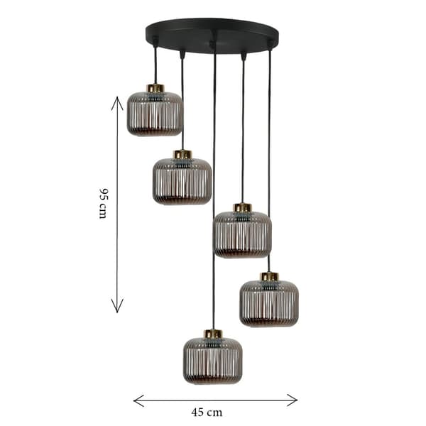 SVART HÄNGANDE TAKLAMPA I GLAS GRAFIT KORN 14-970