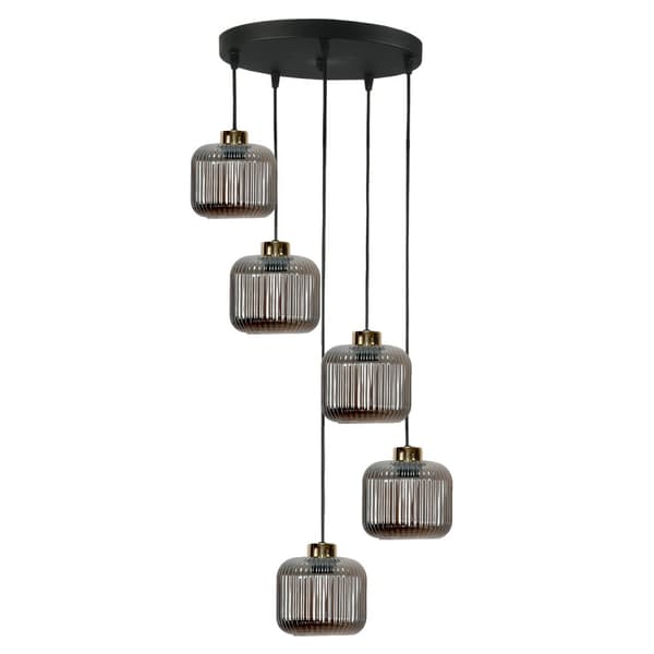 SVART HÄNGANDE TAKLAMPA I GLAS GRAFIT KORN 14-970