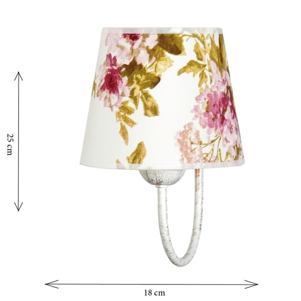 KLASSISK VÄGGLAMPA VIT LAMPSKÄRM ROSE IZA 12-183