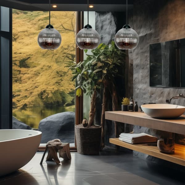 SORT HÆNGENDE LOFTSLAMPE I GRAFITGLAS SFERA 15-054
