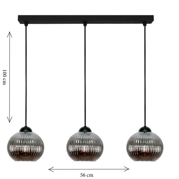 SORT HÆNGENDE LOFTSLAMPE I GRAFITGLAS SFERA 15-054