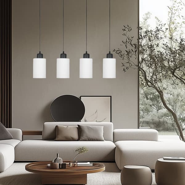 SORT HÆNGENDE LOFTLAMPE MED HVID GLASSKÆRM LOYD BIANCO 15-061
