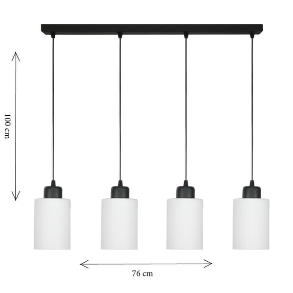 SORT HÆNGENDE LOFTLAMPE MED HVID GLASSKÆRM LOYD BIANCO 15-061