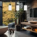 Miniatyrbillede 3 af 6: SORT HÆNGENDE LOFTLAMPE MED HVID GLASSKÆRM LOYD BIANCO 15-064