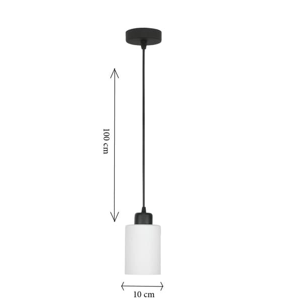 SVART HÄNGANDE TAKLAMPA MED VIT GLASSKÄRM LOYD BIANCO 15-065