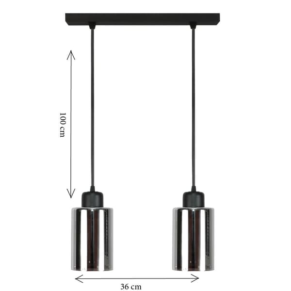 SVART HÄNGANDE TAKLAMPA MED GRAFITGLASSKÄRM LOYD SV 15-578