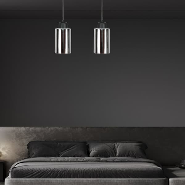 SVART HÄNGANDE TAKLAMPA MED GRAFITGLASSKÄRM LOYD SV 15-578