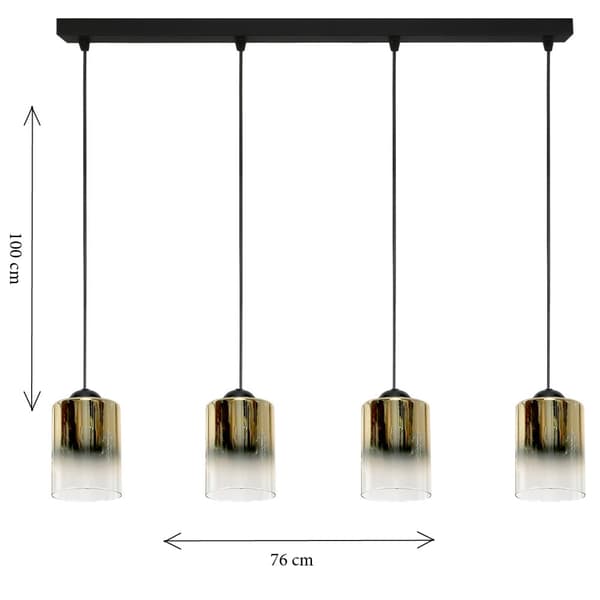 SORT HÆNGENDE LOFTLAMPE MED GYLDET TRANSPARENT GLASSKÆRM FIORD 15-531