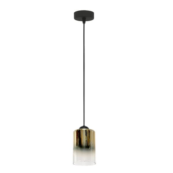 SVART HÄNGANDE TAKLAMPA GULD TRANSPARENT GLASLAMPA FIORD 15-535