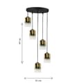 Miniatyrbillede 5 af 6: SORT HÆNGENDE LOFTSLAMPE GLASLAMPE GULD TRANSPARENT FIORD 15-530