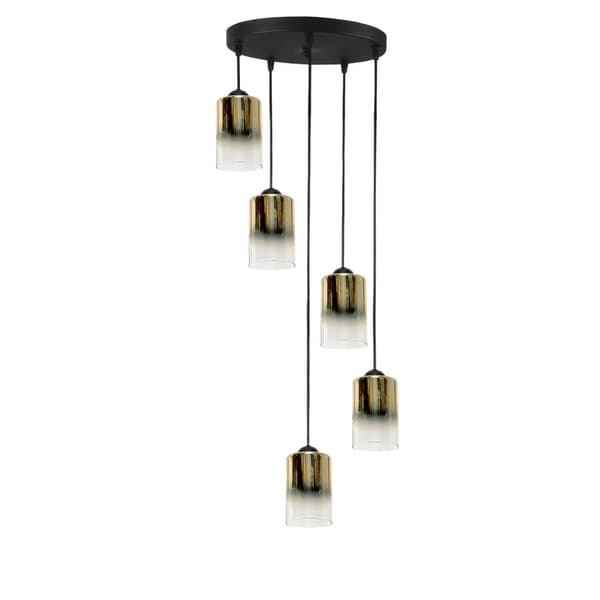 SORT HÆNGENDE LOFTSLAMPE GLASLAMPE GULD TRANSPARENT FIORD 15-530