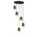 Miniatyrbillede 1 af 6: SORT HÆNGENDE LOFTSLAMPE GLASLAMPE GULD TRANSPARENT FIORD 15-530