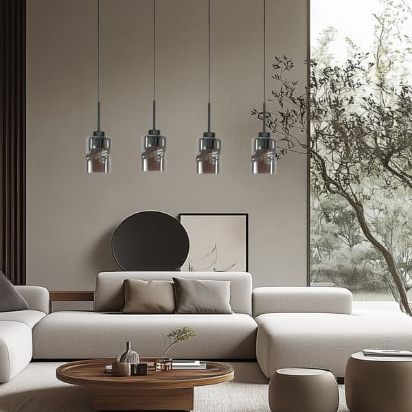 SORT HÆNGENDE LOFTLAMPE MED GLASSKÆRM I GRAFIT GRETA 15-541