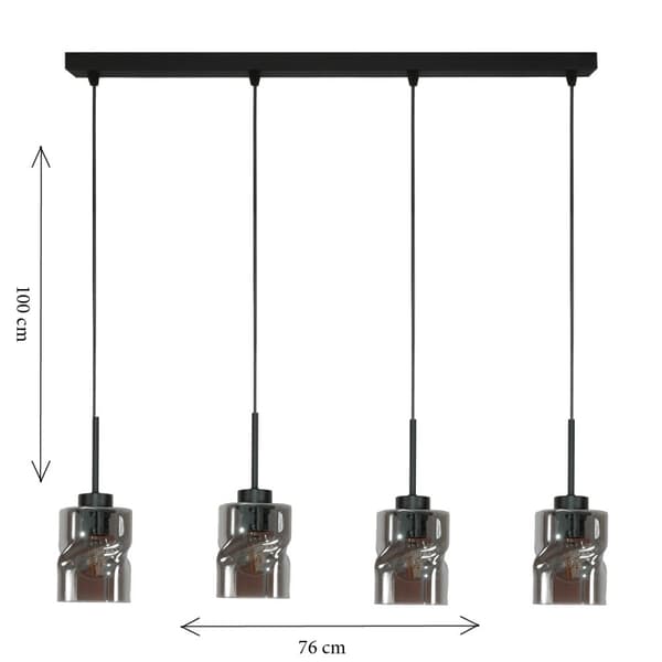 SORT HÆNGENDE LOFTLAMPE MED GLASSKÆRM I GRAFIT GRETA 15-541