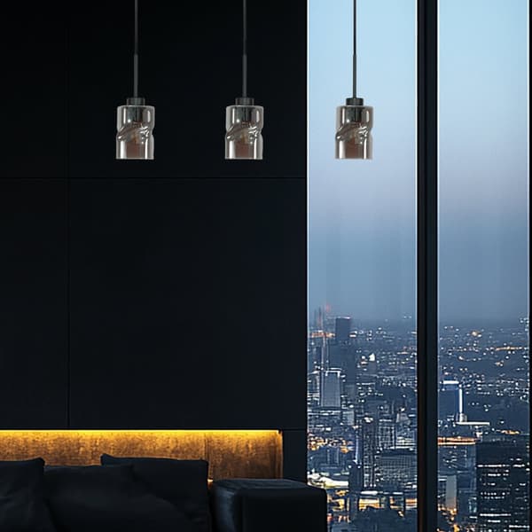 SORT HÆNGENDE LOFTLAMPE MED GLASSKÆRM I GRAFIT GRETA 15-544