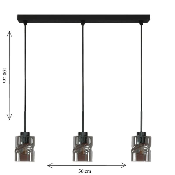 SORT HÆNGENDE LOFTLAMPE MED GLASSKÆRM I GRAFIT GRETA 15-544