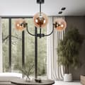 Miniatyrbillede 2 af 6: Loftlampe, hængende sort glaslampe, ravgul 15-132 est.