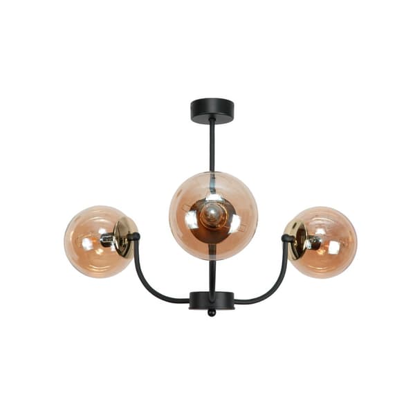 Loftlampe, hængende sort glaslampe, ravgul 15-132 est.
