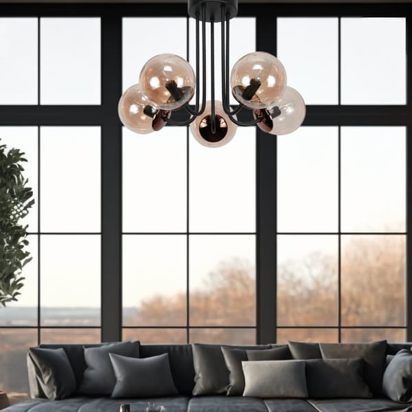 Loftlampe, sort, hængende lampe, ravgul 15-200 GOSTI