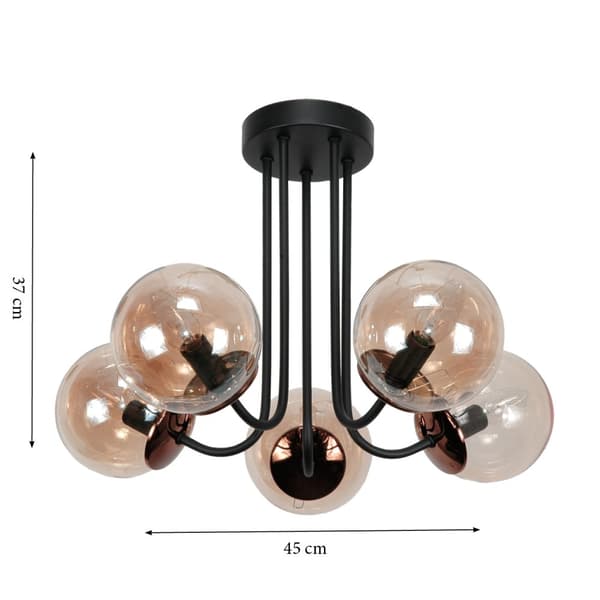 Loftlampe, sort, hængende lampe, ravgul 15-200 GOSTI