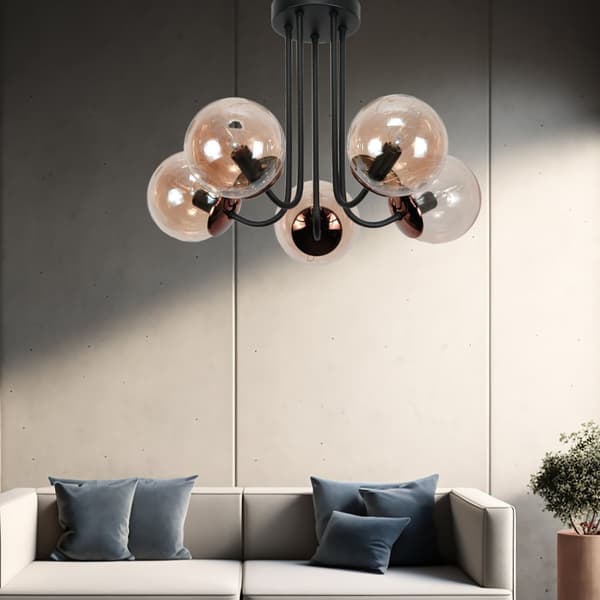 Loftlampe, sort, hængende lampe, ravgul 15-200 GOSTI