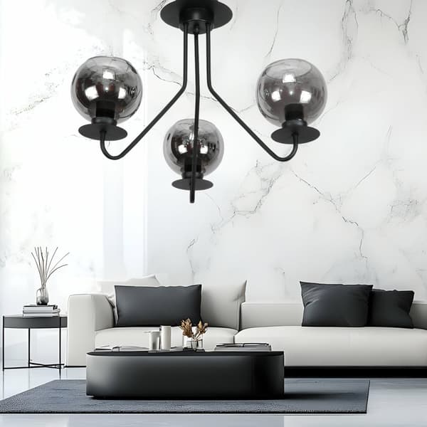 Loftlampe med hængende lampe i sort glas, grafit 15-242 Lupia