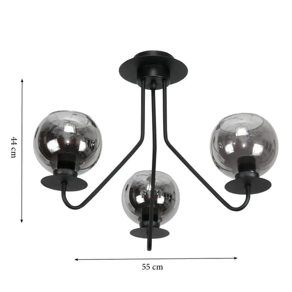 Loftlampe med hængende lampe i sort glas, grafit 15-242 Lupia