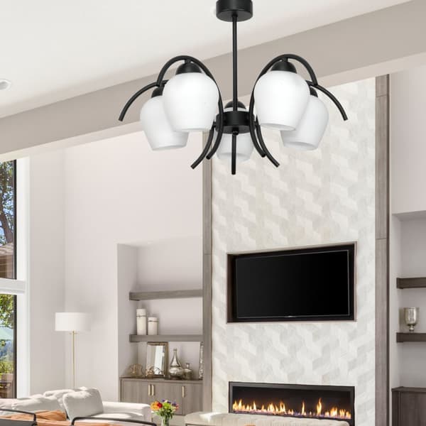 Loftlampe, hængende sort glaslampe, hvid 15-320 DANI