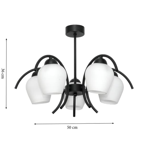 Loftlampe, hængende sort glaslampe, hvid 15-320 DANI