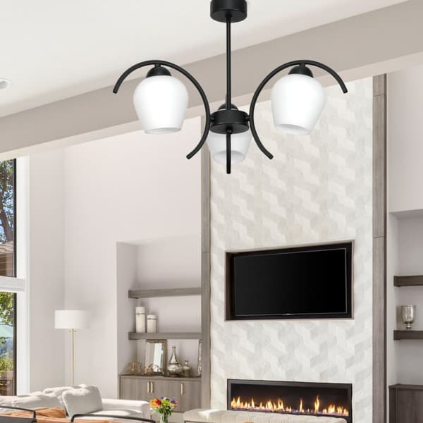 Loftlampe, hængende sort glaslampe, hvid 15-322 DANI