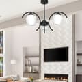 Miniatyrbillede 3 af 6: Loftlampe, hængende sort glaslampe, hvid 15-322 DANI