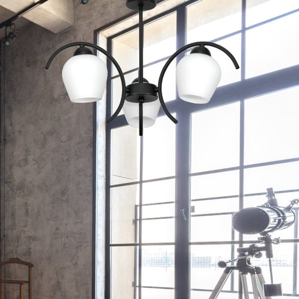 Loftlampe, hængende sort glaslampe, hvid 15-322 DANI