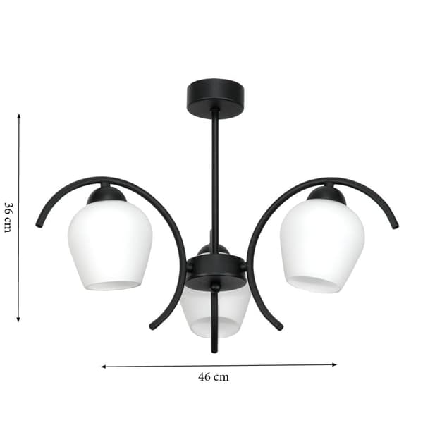 Loftlampe, hængende sort glaslampe, hvid 15-322 DANI