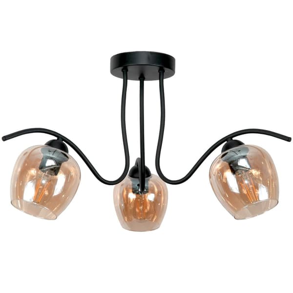 Loftlampe, hængende sort glaslampe, ravgul 15-352 Rufi grå
