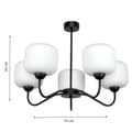 Miniatyrbillede 5 af 6: Loftlampe til hængning, sort, klassisk glaslampe, hvid, 15-400 Belinda